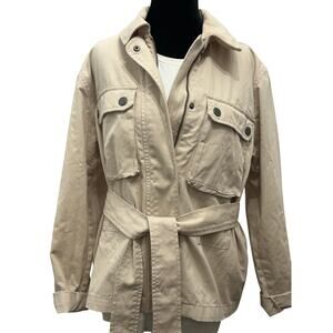 Banana Republic Utility Belted Jacket Women’s Small – Cream Beige – Snap Pockets